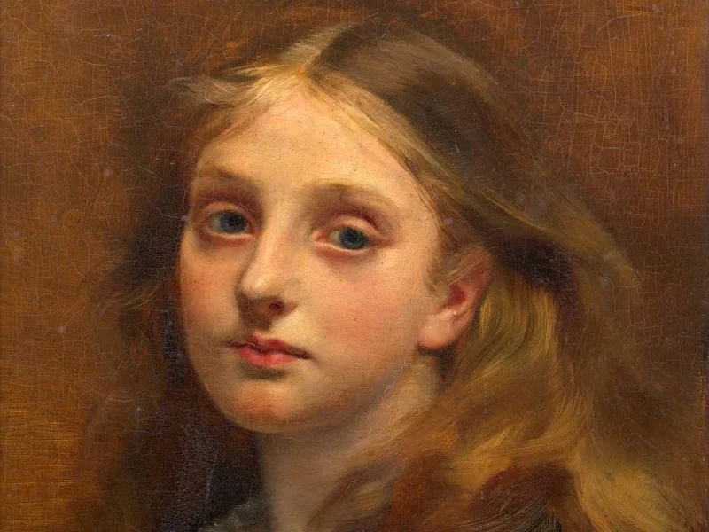 1847-Ernst von Liphart - Ritratto di una giovane ragazza bionda con gli occhi verdi, lunghezza busto